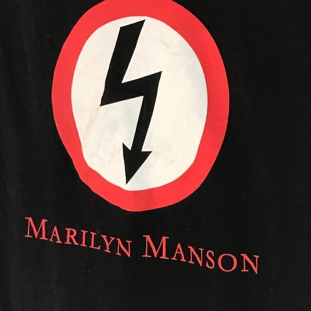 Vintage Black Rock Band Tee MARILYN MANSON Women Small Short Sleeve T Shirt - Picture 4 of 5